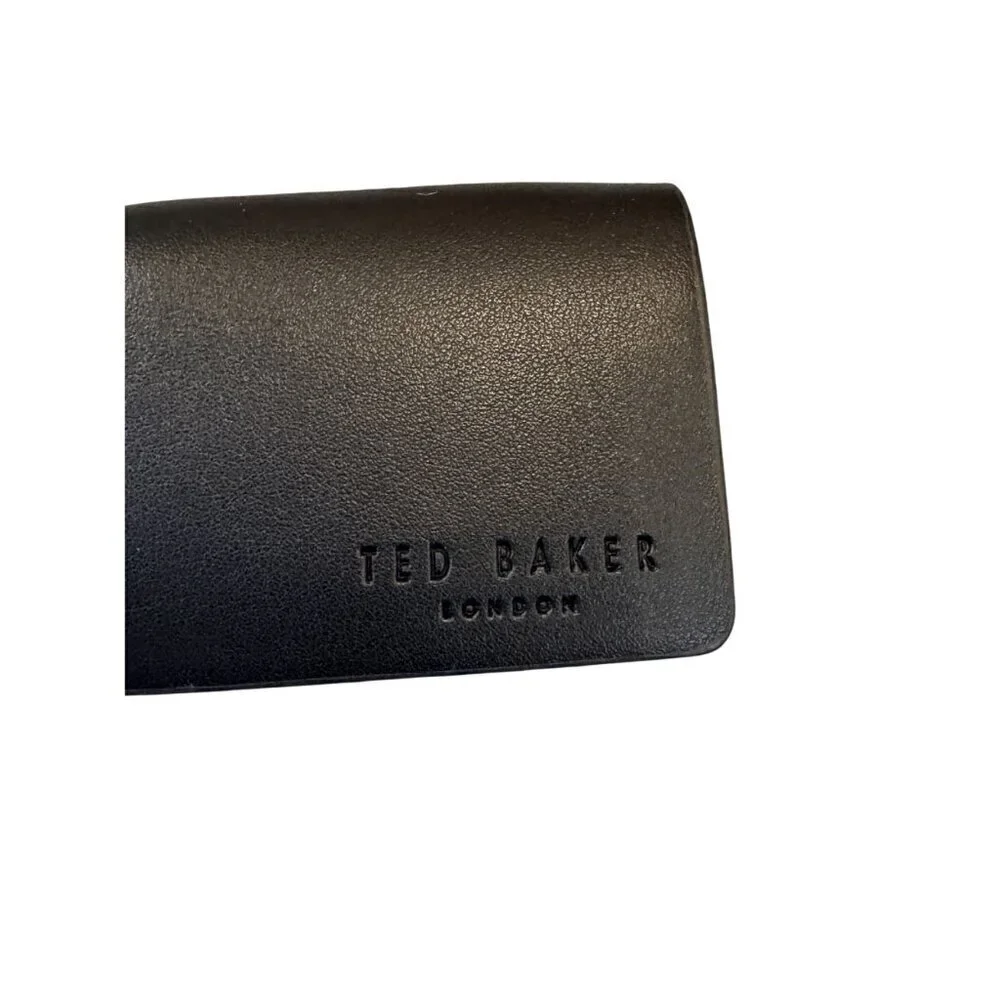 Ted Baker London Black Leather Eyeglass Case With Snap Closure
